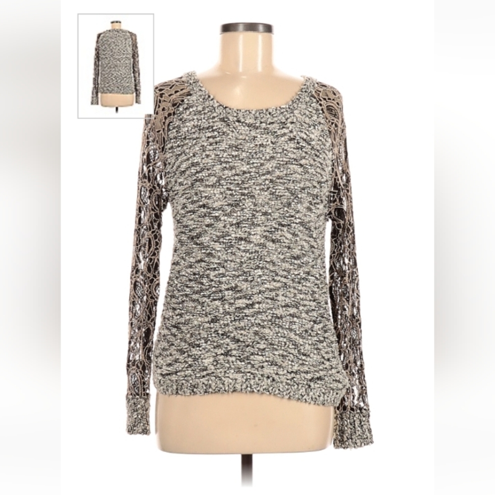 BKE Buckle Long, Sheer Woven Sleeve Sweater. Medium but runs small. New w/o tags